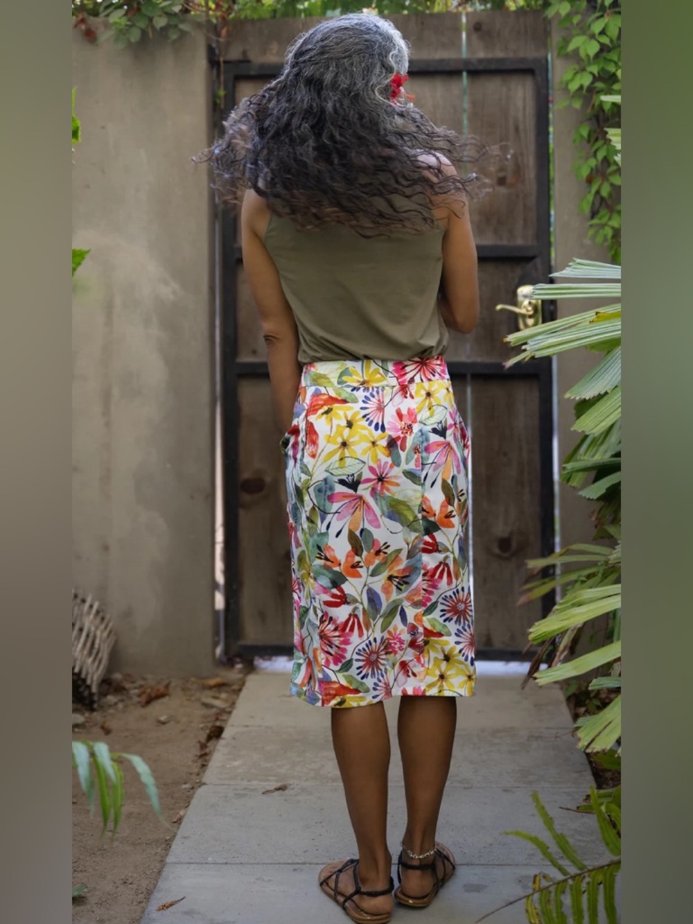 RIPSKIRT Wildflower Watercolor Length 3 Batik Floral Wrap Skirt Size Small Art - Picture 2 of 9